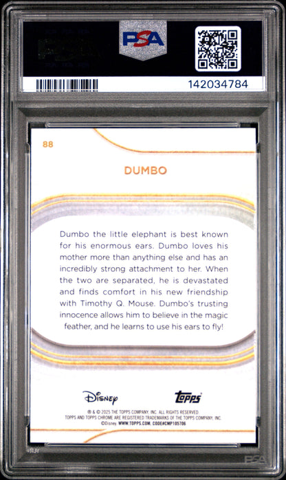 Graded 2025 Topps Chrome Disney Sapphire Dumbo #88 Trading Card PSA 10 Gem Mint