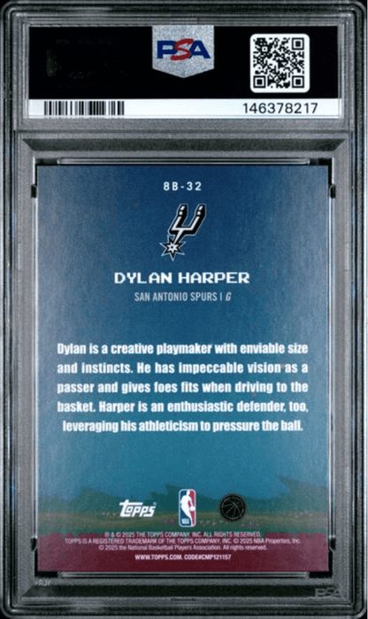 Graded 2025 Topps Dylan Harper #8B-32 8 Bit Ballers Rookie RC Basketball Card PSA 10 Gem Mint