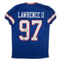 Autographed/Signed Dexter Lawrence II New York Blue Retro Pro Cut Football Jersey Beckett BAS COA