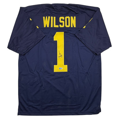 Autographed/Signed Roman Wilson Michigan Blue College Football Jersey Beckett BAS COA