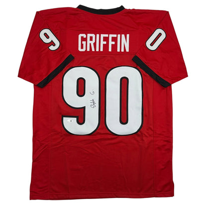 Autographed/Signed Elijah Griffin Georgia Red College Football Jersey JSA COA