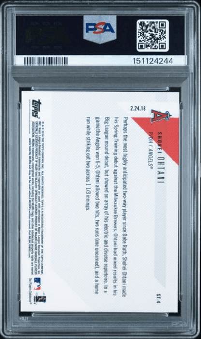 Graded 2018 Topps Now Shohei Ohtani #ST4 Spring Training Rookie RC Baseball Card PSA 10 Gem Mint