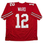 Autographed/Signed Denzel Ward Ohio State Red College Football Jersey Beckett BAS COA