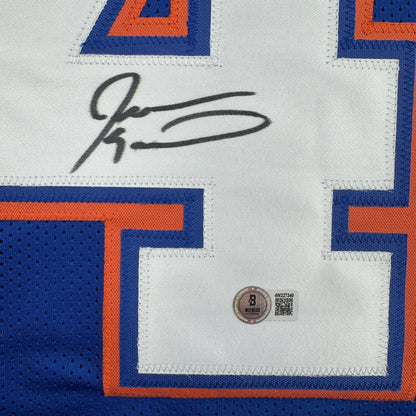 Autographed/Signed Javon Kearse Florida Blue College Football Jersey Beckett BAS COA