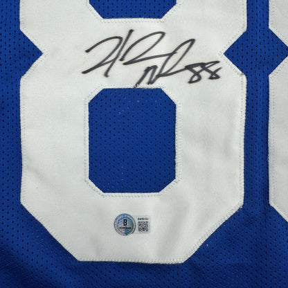 Autographed/Signed Hakeem Nicks New York Blue Football Jersey Beckett BAS COA