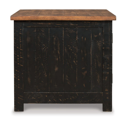 Valebeck - Rectangular End Table - Black / Brown