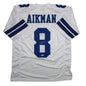 Autographed/Signed Troy Aikman Dallas White Football Jersey Beckett BAS COA