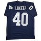 Autographed/Signed Jesse Luketa Penn State Blue College Football Jersey JSA COA