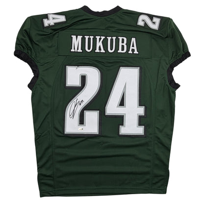 Autographed/Signed Andrew Mukuba Philadelphia Midnight Green Pro Cut Football Jersey JSA COA