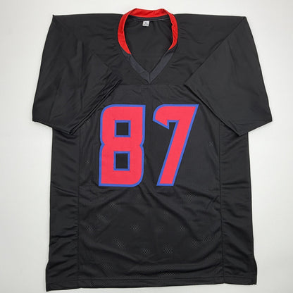 Autographed/Signed Cade Stover Houston Black Football Jersey Beckett BAS COA