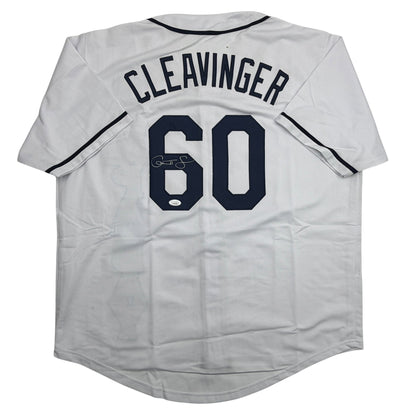 Autographed/Signed Garrett Cleavinger Tampa Bay White Baseball Jersey JSA COA