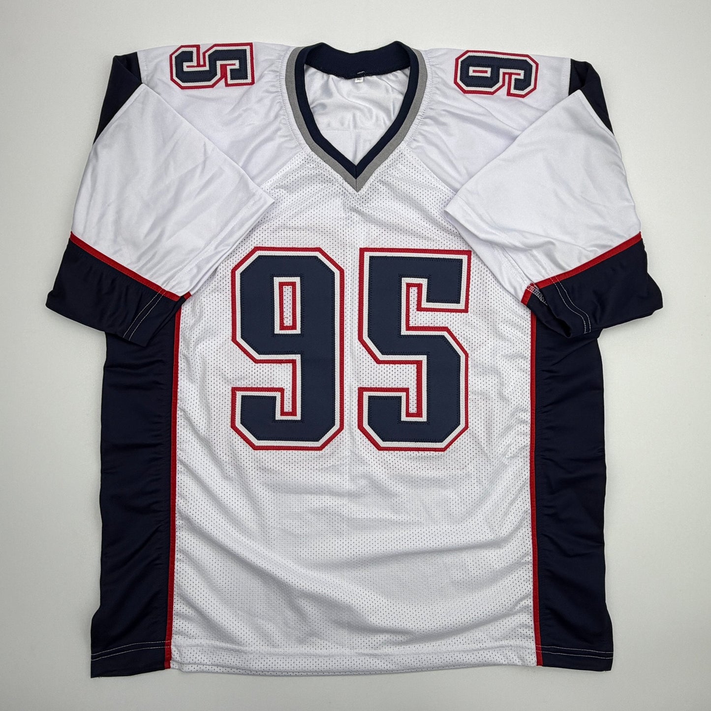 Autographed/Signed Tully Banta-Cain New England White Football Jersey JSA COA