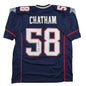 Autographed/Signed Matt Chatham 3x SB Champ New England Blue Football Jersey Beckett BAS COA