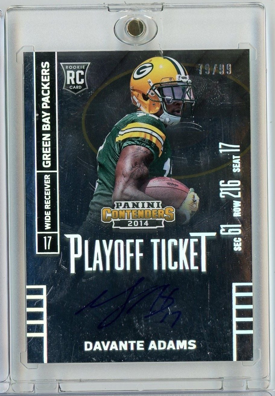 2014 Panini Contenders Davante Adams #212 /99 Playoff Ticket Auto Rookie RC Football Card