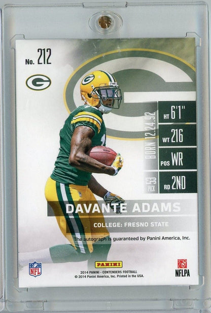2014 Panini Contenders Davante Adams #212 /99 Playoff Ticket Auto Rookie RC Football Card