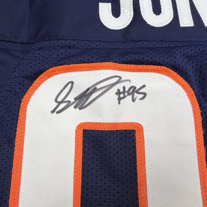 Autographed/Signed Sai'vion Jones Denver Blue Pro Cut Football Jersey Beckett BAS COA