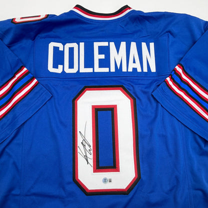 Autographed/Signed Keon Coleman Buffalo Blue Football Jersey Beckett BAS COA