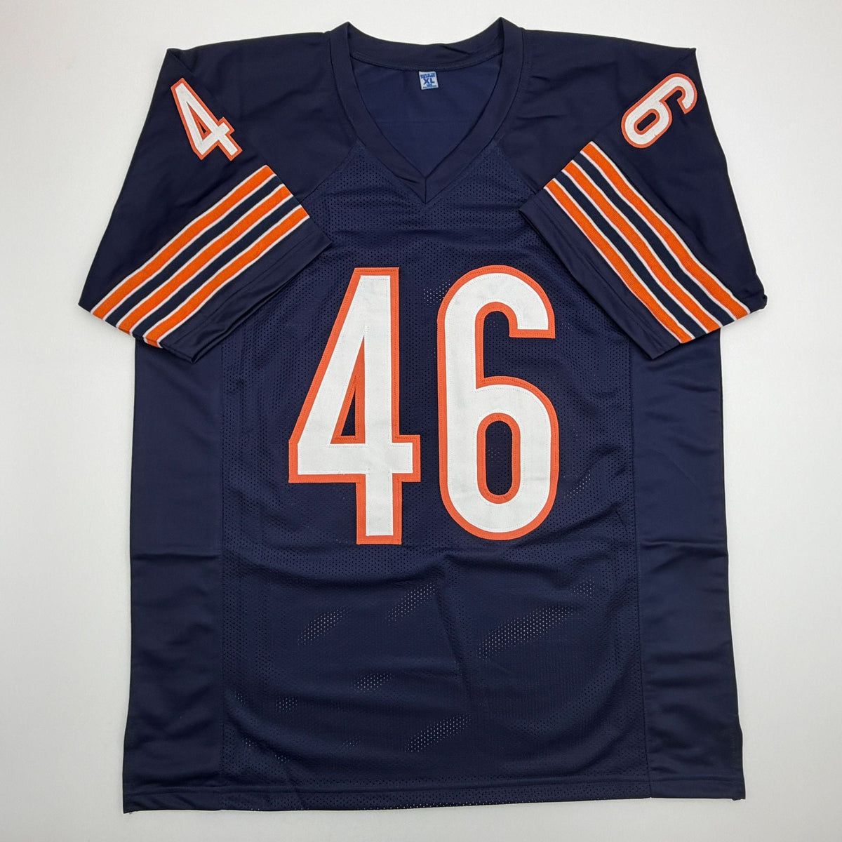 Autographed/Signed Doug Plank Chicago Blue Football Jersey JSA COA