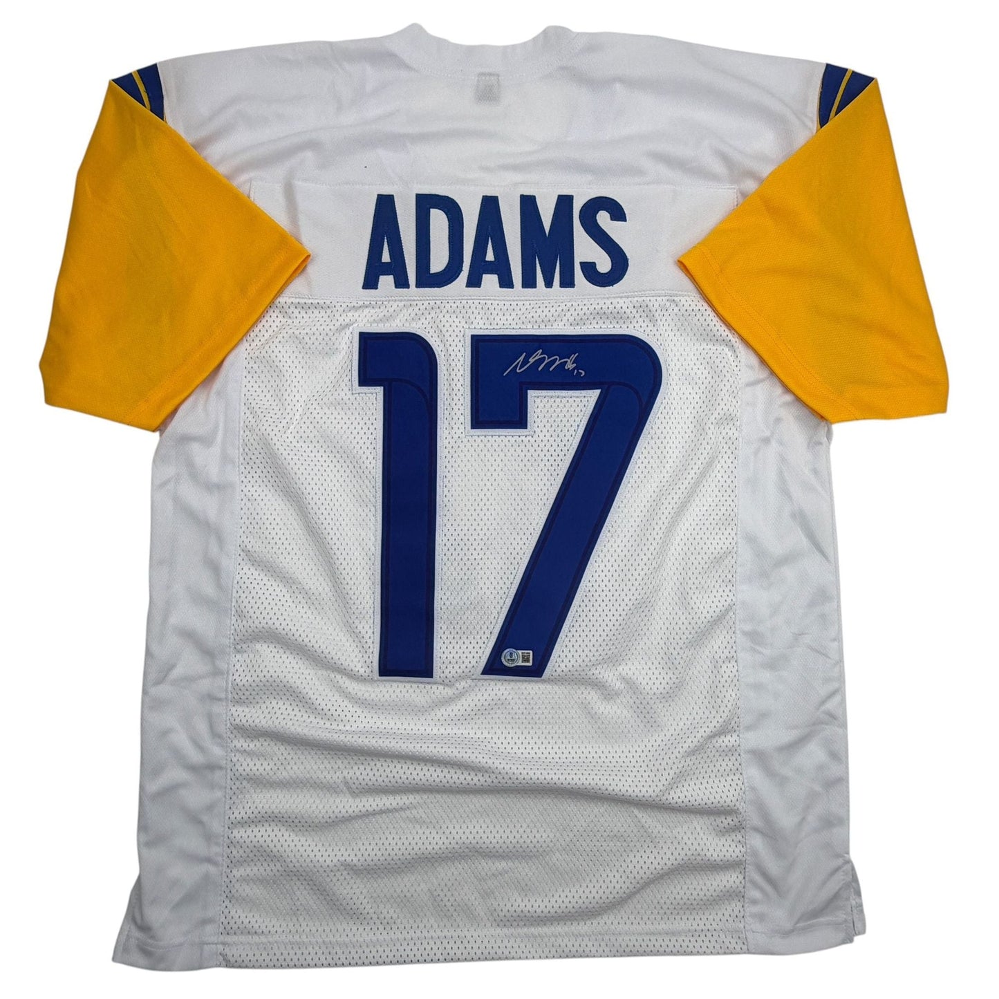 Autographed/Signed Davante Adams Los Angeles LA White Football Jersey Beckett BAS COA