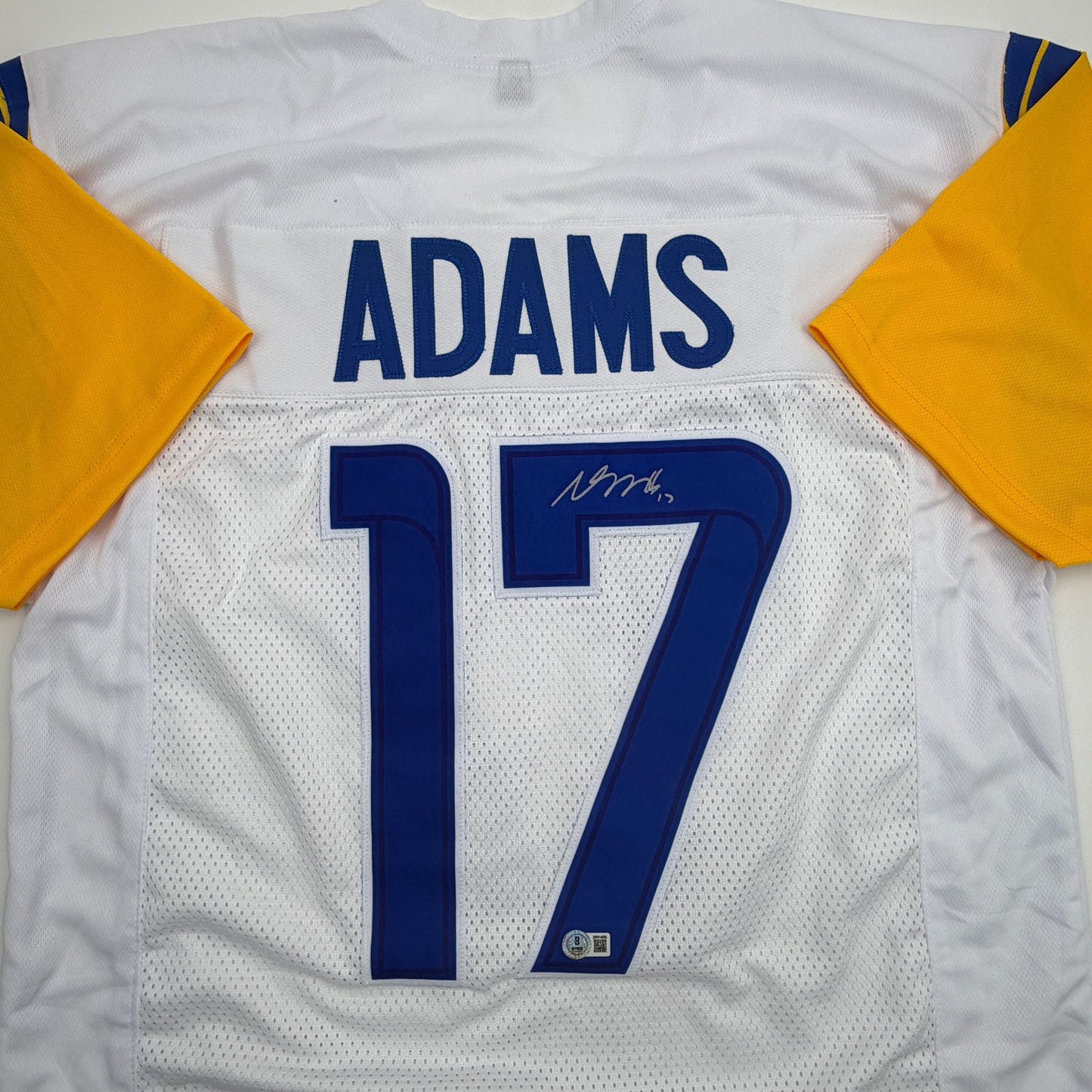 Autographed/Signed Davante Adams Los Angeles LA White Football Jersey Beckett BAS COA