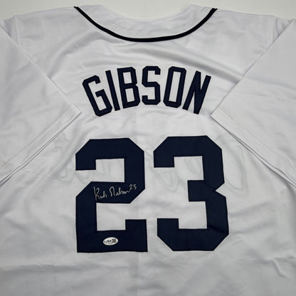 Autographed/Signed Kirk Gibson Detroit White Baseball Jersey JSA COA