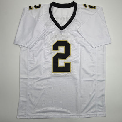 Autographed/Signed Jameis Winston New Orleans White Football Jersey Beckett BAS COA