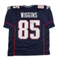 Autographed/Signed Jermaine Wiggins SB 36 Champs New England Blue Football Jersey JSA COA