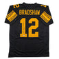 Autographed/Signed Terry Bradshaw Pittsburgh Black Color Rush Football Jersey Beckett BAS COA