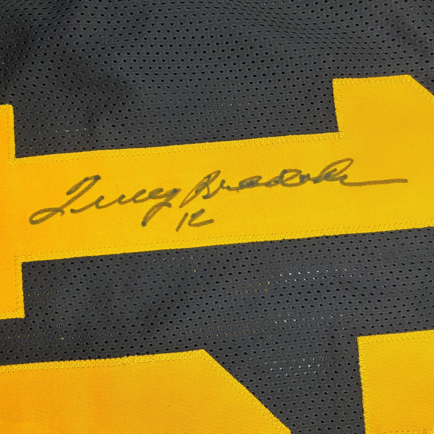 Autographed/Signed Terry Bradshaw Pittsburgh Black Color Rush Football Jersey Beckett BAS COA