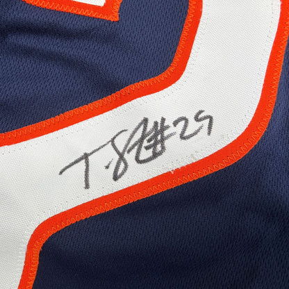 Autographed/Signed Tyrique Stevenson Chicago Blue Football Jersey JSA COA
