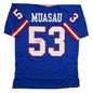 Autographed/Signed Darius Muasau New York Blue Retro Football Jersey JSA COA