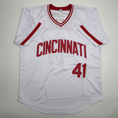 Autographed/Signed Lou Piniella 90 WSC Cincinnati White Baseball Jersey JSA COA