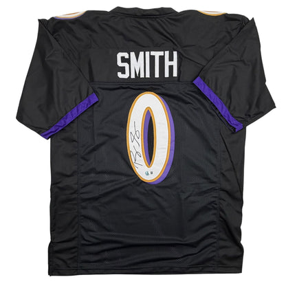 Autographed/Signed Roquan Smith Baltimore Black Football Jersey Beckett BAS COA