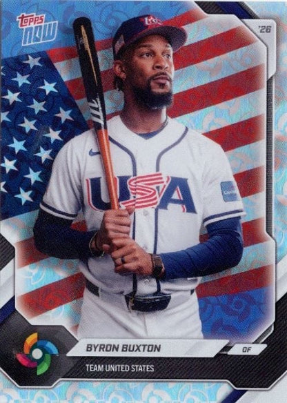 2026 Topps Now WBC Byron Buxton #USA08 Logo Refractor Team USA Baseball Card