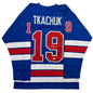 Autographed/Signed Matthew Tkachuk USA United States 2026 Olympics Gold Medal Blue Hockey Jersey JSA COA