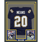 Framed Autographed/Signed Natrone Means 35x39 Los Angeles San Diego Navy Blue Football Jersey Beckett BAS COA