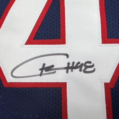 Framed Autographed/Signed Christian Harris 35x39 Houston Blue Football Jersey Beckett BAS COA