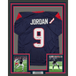 Framed Autographed/Signed Brevin Jordan 35x39 Houston Blue Football Jersey Beckett BAS COA