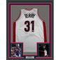 Framed Autographed/Signed Jason Terry 35x39 Arizona White College Basketball Jersey JSA COA