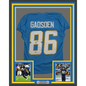 Framed Autographed/Signed Oronde Gadsden 35x39 Los Angeles San Diego Powder Blue Pro Cut Football Jersey Beckett BAS COA