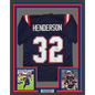 Framed Autographed/Signed TreVeyon Henderson 35x39 New England Blue Football Jersey Beckett BAS COA