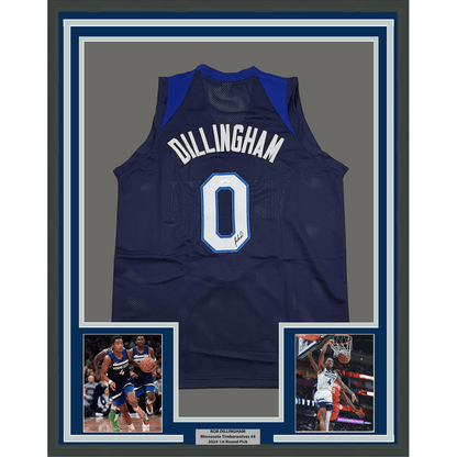 Framed Autographed/Signed Rob Dillingham 35x39 Minnesota Blue Basketball Jersey JSA COA