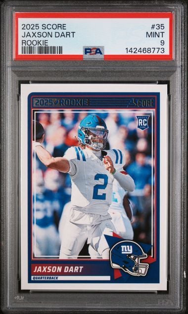 Graded 2025 Score Jaxson Dart #35 Rookie RC Football Card PSA 9 Mint