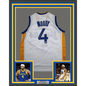 Framed Autographed/Signed Moses Moody 35x37 Golden State White Basketball Jersey Beckett BAS COA