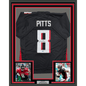 Framed Autographed/Signed Kyle Pitts 35x39 Atlanta Black Football Jersey Beckett BAS COA