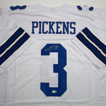 Autographed/Signed George Pickens Dallas White Football Jersey JSA COA
