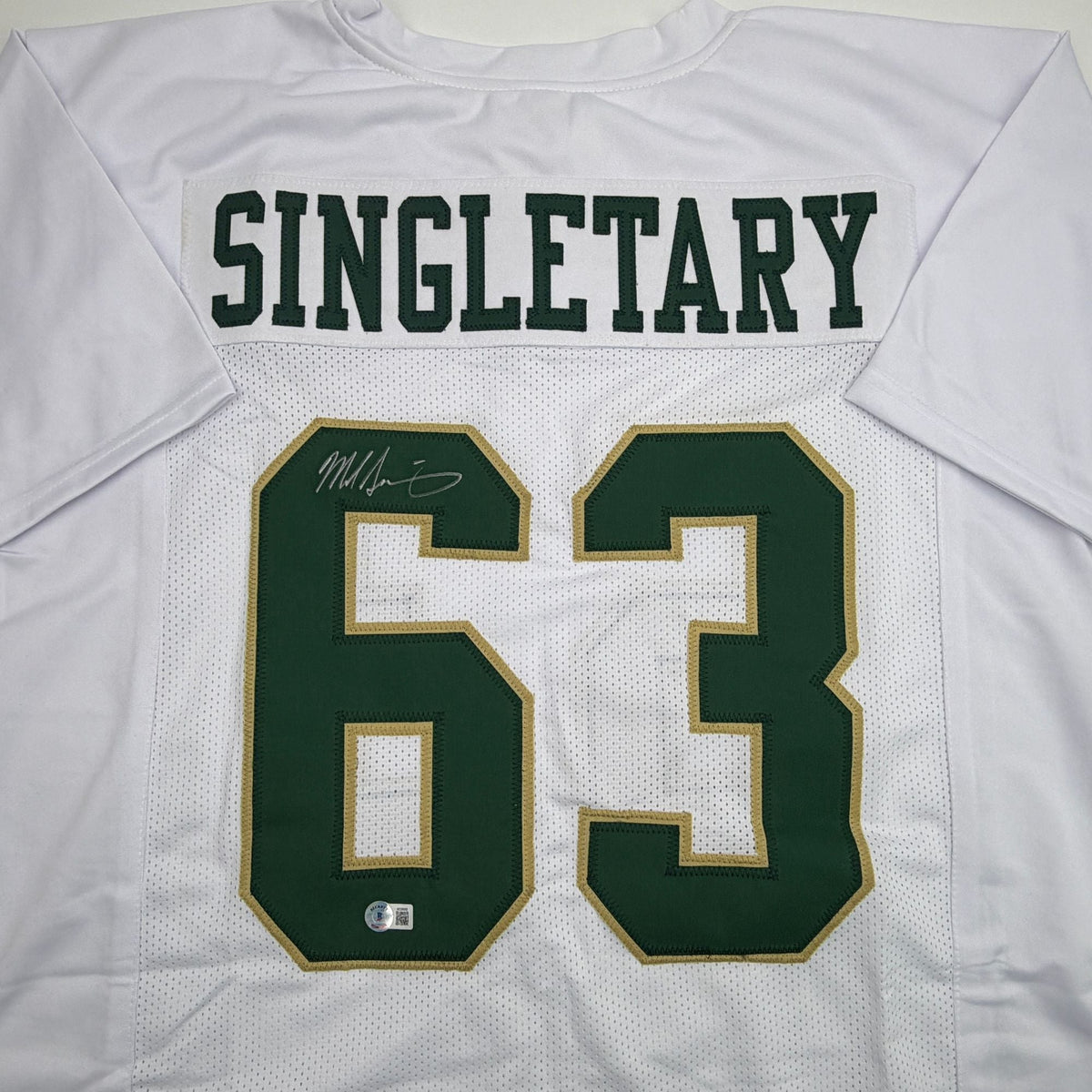 Autographed/Signed Mike Singletary Baylor White College Football Jersey Beckett BAS COA