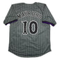 Autographed/Signed Ronny Mauricio New York Grey Pinstripe City Connect Baseball Jersey Beckett BAS COA