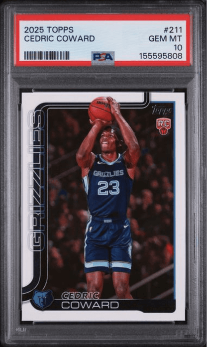Graded 2025 Topps Cedric Coward #211 Rookie RC Basketball Card PSA 10 Gem Mint