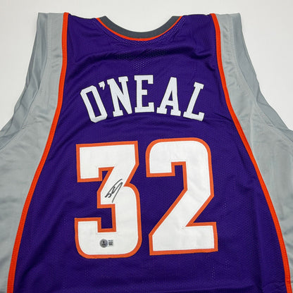 Autographed/Signed Shaquille Shaq O'Neal Phoenix Purple Basketball Jersey Beckett BAS COA